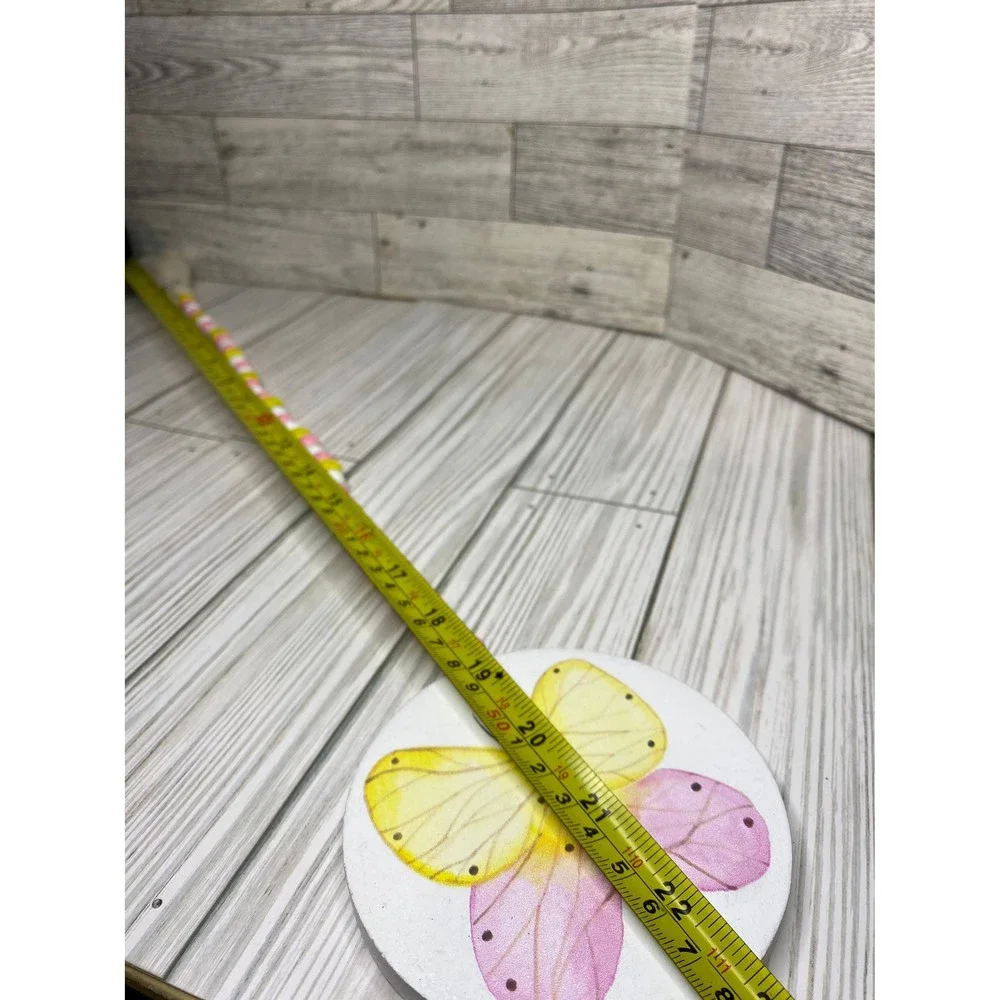 Wooden bead garland with butterfly print in spring tones /wooden spring garlands